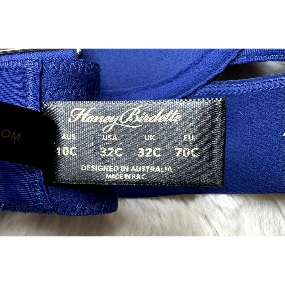 Honey Birdette KEELY💙 Navy Blue & Gold 2 Piece Set 32C & Small Thong